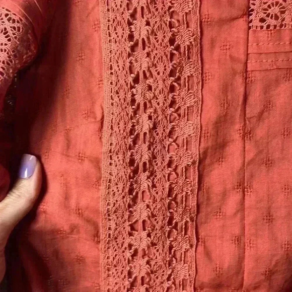 Universal Thread Boho Lace Crochet Puff Sleeve Cotton Top Size Small - Picture 9 of 12